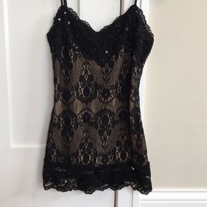 Studio Y nude and lacy black top